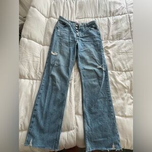 ZARA high rise distressed ankle jeans